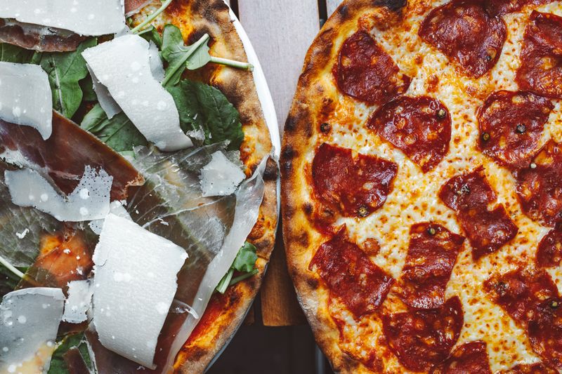 Ranch pizza with honey and prosciutto