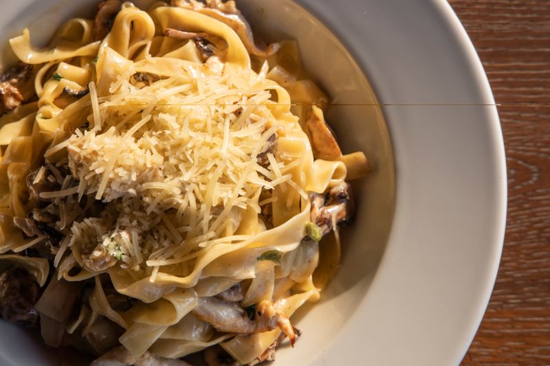 Creamy ranch alfredo pasta with grilled chicken